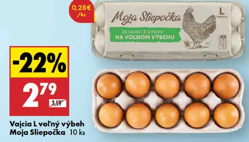 Moja Slepôčka Vajcia L voľný výbeh 10 ks