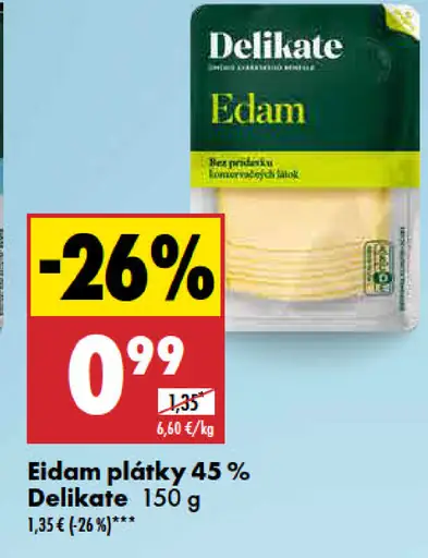 Delikate Eidam plátky 45%