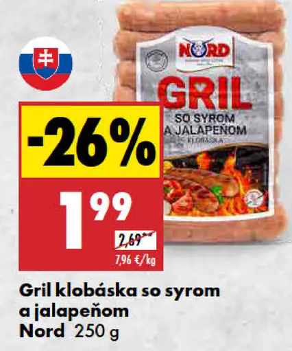 Nord Gril klobáska so syrom a jalapeňom