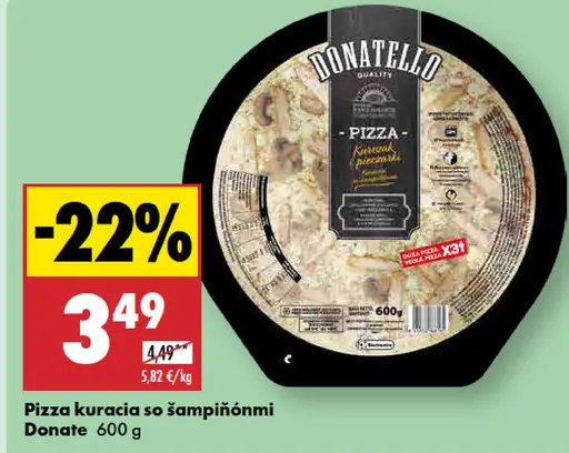 Donatello Pizza kuracia so šampiňónmi