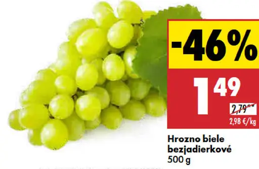 Hrozno biele bezjadierkové