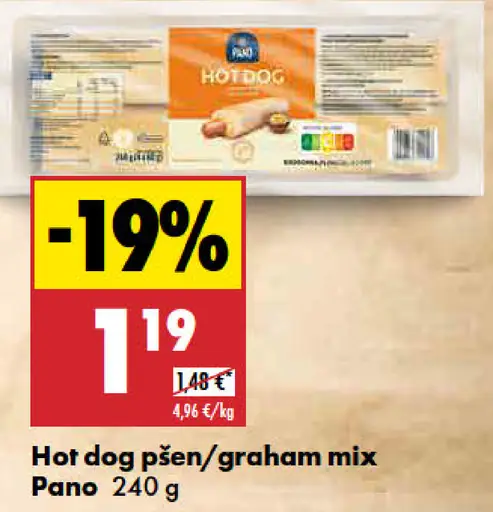 Pano Hot dog pšen/graham mix