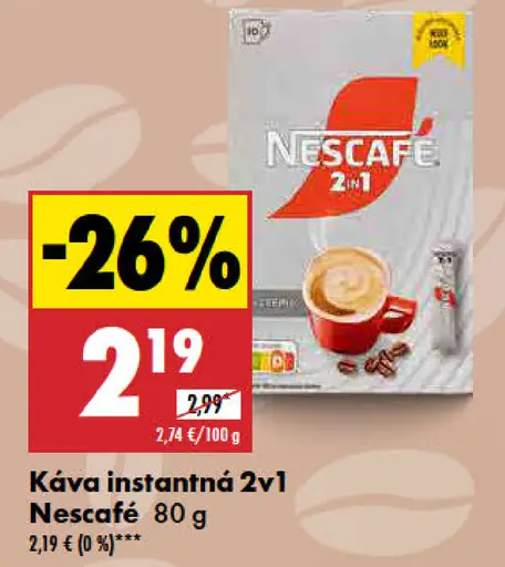Nescafé Káva instantná 2v1