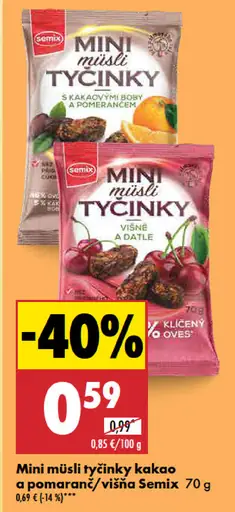 Semix Mini müsli tyčinky kakao a pomaranč