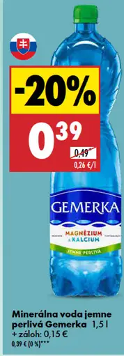 Gemerka Minerálna voda jemne perlivá