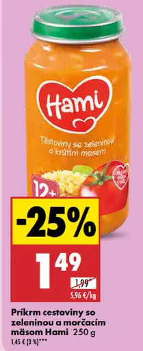 HAMI Príkrm cestoviny so zeleninou a morčacím mäsom