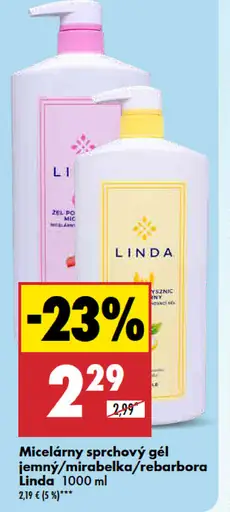 Micelárny sprchový gél jemný/mirabelka/rebarbora Linda