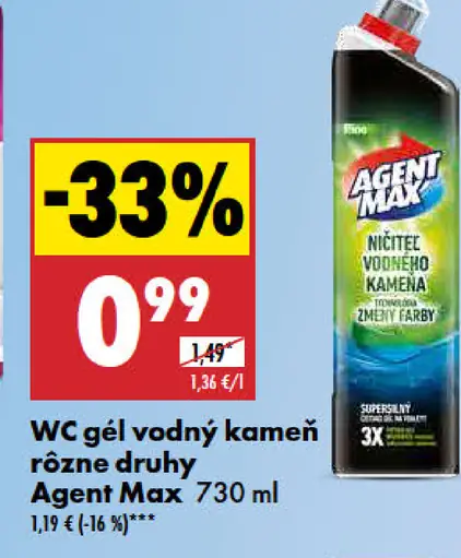 Agent Max WC gél na vodný kameň