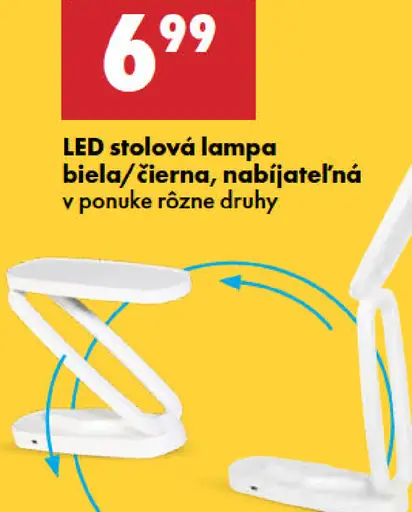 LED stolová lampa biela/čierna, nabíjateľná