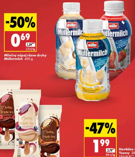 Müller Mliečny nápoj rôzne druhy Müllermilch