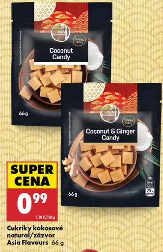 Asia Flavours Cukríky kokosové natural/zázvor