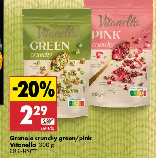 Vitanella Granola crunchy green/pink