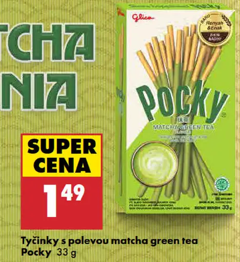 Pocky Tyčinky s polevou matcha green tea