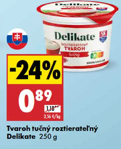 Delikate Tvaroh tučný roztierateľný