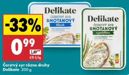 Delikate Čerstvý syr nadýchaný