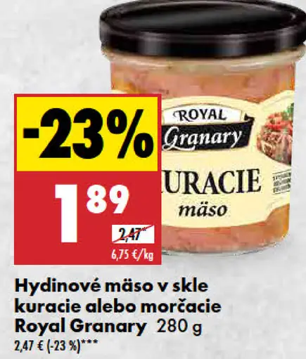 Royal Granary Hydinové mäso v skle kuracie/morčacie