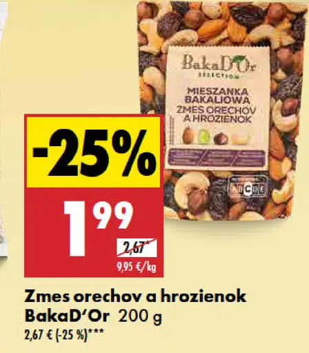 Zmes orechov a hrozienok BakaD’Or