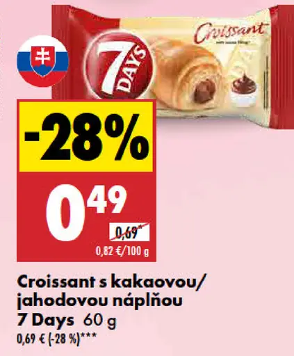 Croissant s kakaovou/jahodovou náplňou