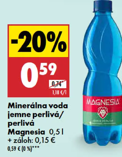 Magnesia Minerálna voda jemne perlivá