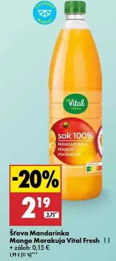 Vital Fresh Šťava Mandarinka Mango Marakuja