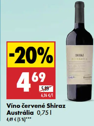 Víno červené Shiraz Austrália