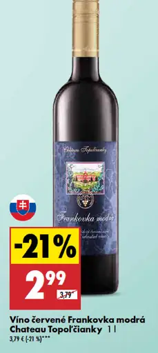 Víno červené Frankovka modrá Chateau Topoľčianky