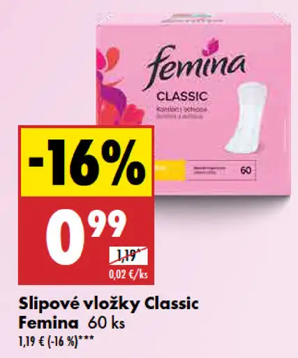 Femina slipové vložky Classic