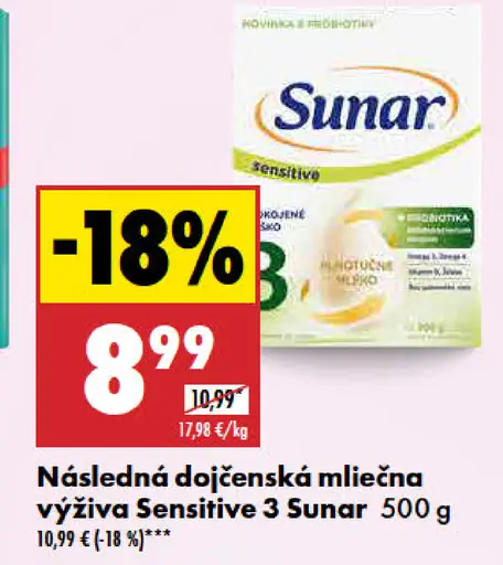 Sunar Následná dojčenská mliečna výživa Sensitive 3