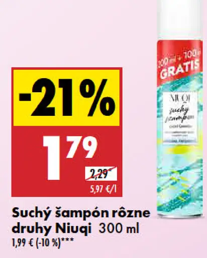 Suchý šampón rôzne druhy Niuqi