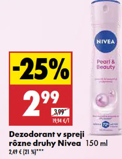 Nivea dezodorant v spreji rôzne druhy