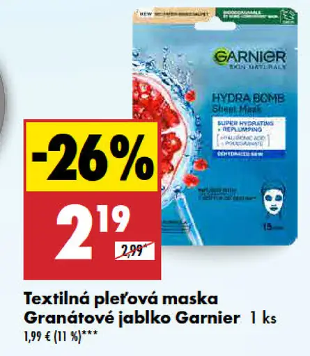 Textilná pleťová maska Granátové jablko Garnier
