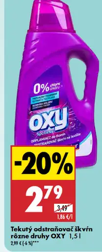OXY Tekutý odstraňovač škvŕn rôzne druhy