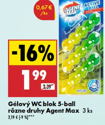 Agent max Gélový WC blok 5-ball