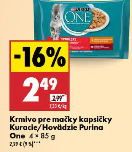 Purina One Krmivo pre mačky kapsičky kuracie/hovädzie