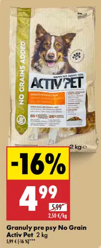 Activ Pet Granuly pre psy No Grain