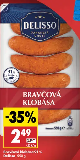 Delisso Bravčová klobása 91%