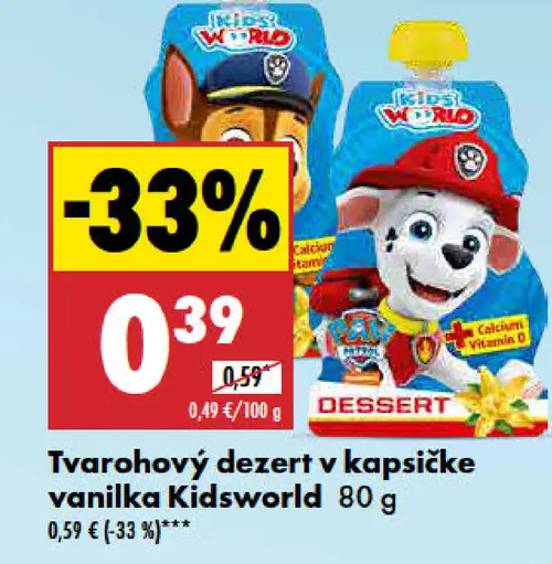 Kidsworld Tvarohový dezert v kapsičke vanilka