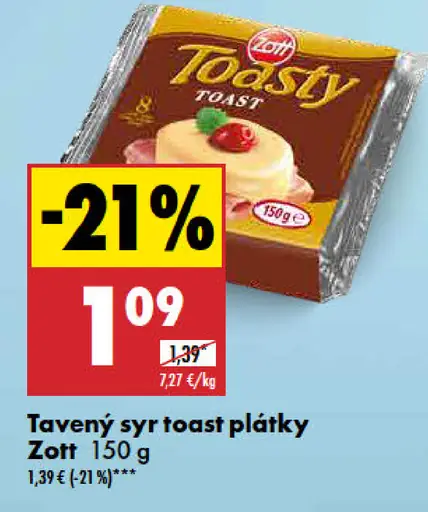 Zott Tavený syr toastový plátky