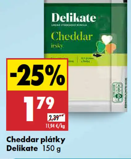 Delikate Cheddar plátky