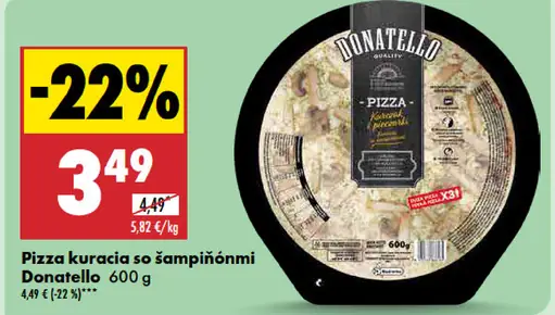Donatello Pizza kuracia so šampiňónmi
