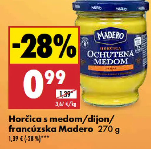 Madero Horčica s medom/dijon/francúzska
