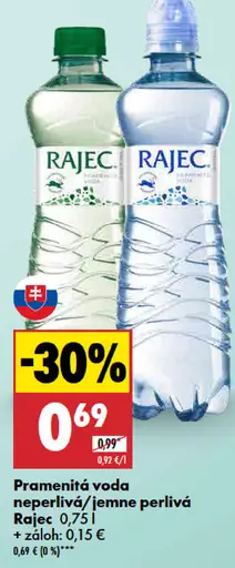 Rajec Pramenitá voda neperlivá/jemne perlivá
