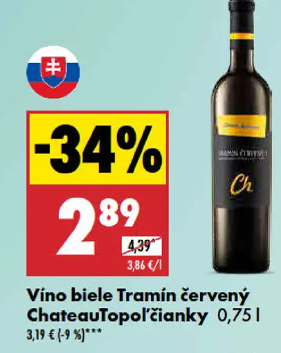 ChateauTopolčianky Vino biele Tramín červený