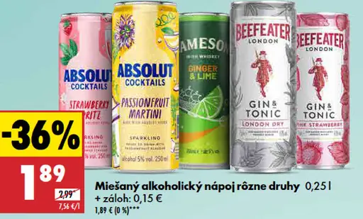 Mišaný alkoholický nápoj plechovka