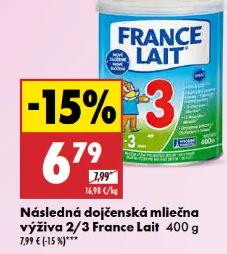 France Lait nasledná dojčenská mliečna výživa 3
