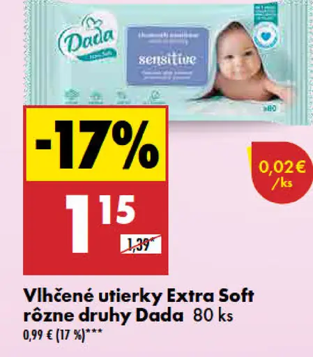 Dada Vlhčené utierky extra soft rôzne druhy