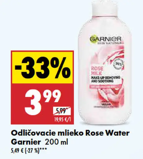 Garnier Odličovacie mlieko Rose Water