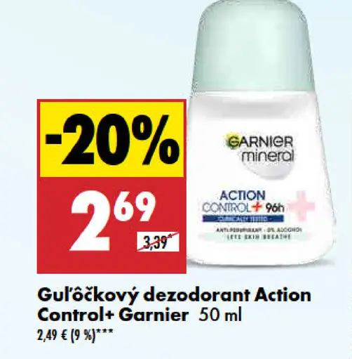 Guľôčkový dezodorant Action Control+ Garnier