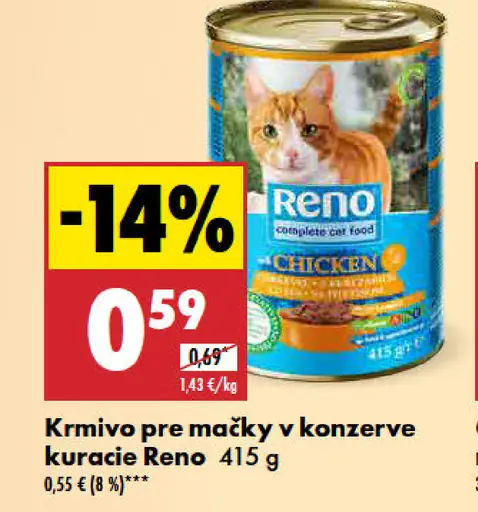 Reno Krmivo pre mačky kuracie kúsky v omáčke