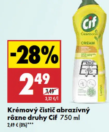 Krémový čistič abrazívny rôzne druhy Cif
